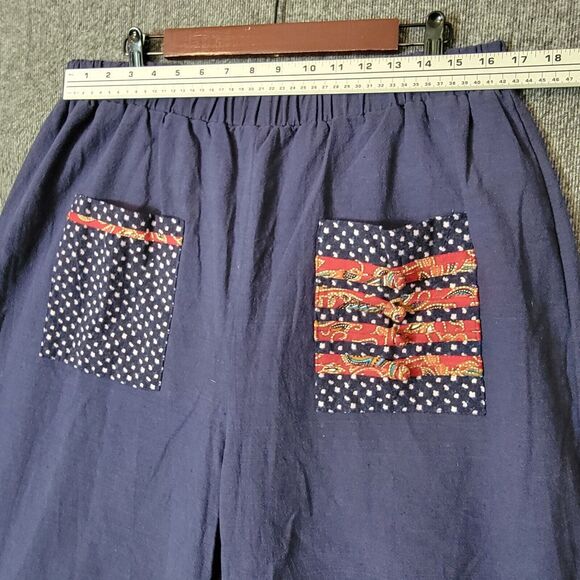 Gracila Pants Womens 4XL Blue Wide Leg Elastic Waist Pull On Tulip Hem Crop - Picture 4 of 15